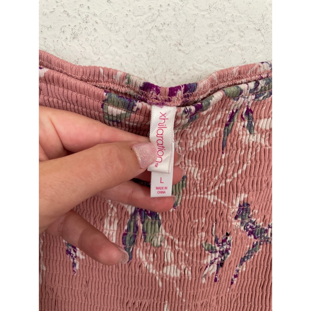 Xhilaration Women's Floral Smocked Maxi Dress Pockets Blush Pink Large - Picture 5 of 9